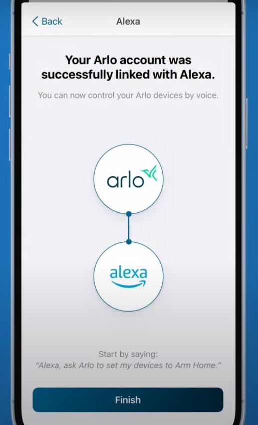 link your Arlo and Alexa accounts